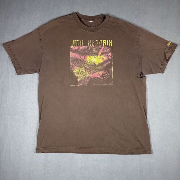 Vintage Other - Vintage Jimi Hendrix Fractal Graphic T-Shirt FADED Brown Size Large Thrashed